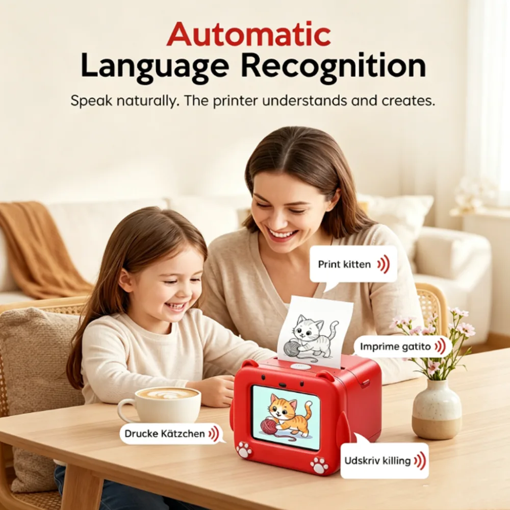 Kids AI Thermal Printer – Voice-to-Art, Inkless Instant Print