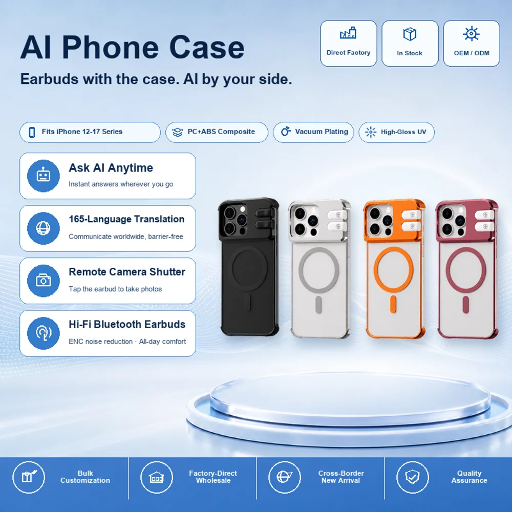 TalkShell AI Phone Case with Translation Earbuds – 165-Language Real-Time Translation, Bluetooth 6.0